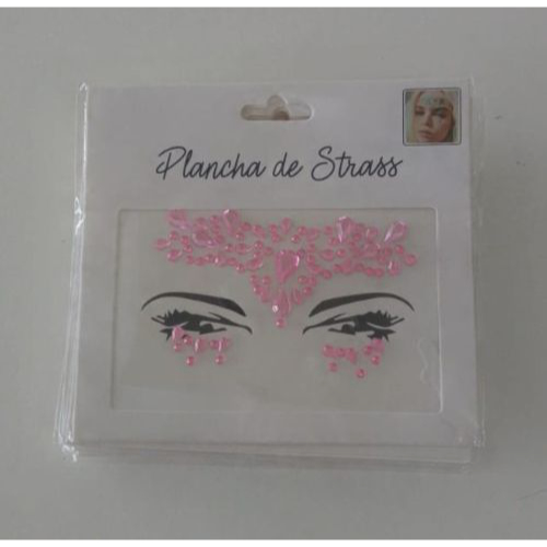 Adesivo de Strass Facial com Brilho - Rosa
