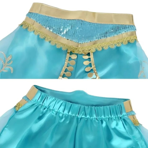 Fantasia Princesa Jasmine Infantil Luxo - Conjunto Árabe com Top e Calça Bufante 5-6 anos - Image 3