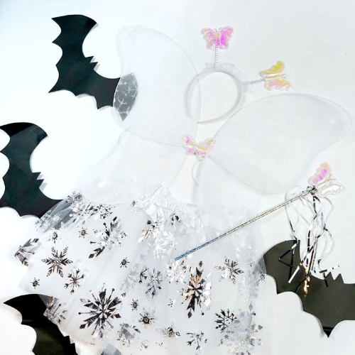 Kit Fantasia Fada Branca Infantil 3-4 anos