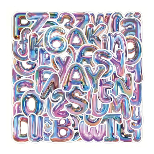 63 Autocolantes Decorativos Glitter Rainbow – Letras e Números - 5 unidades