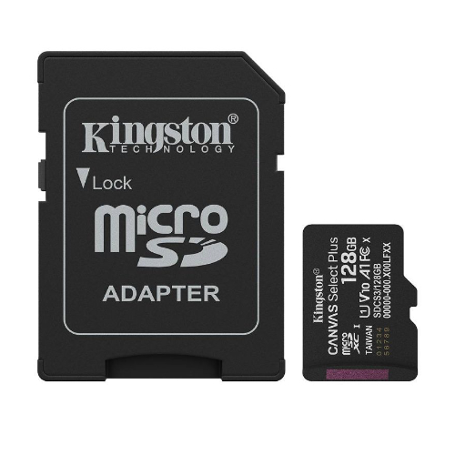 Cartão de Memória microSDXC Kingston Canvas Select Plus Gen3 128GB (150MB/s) UHS-I, U1, V10, A1 + Adaptador SD